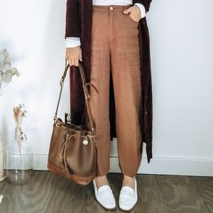 100% linen high rise pants